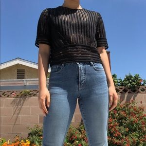 Striped Mesh Crop Top